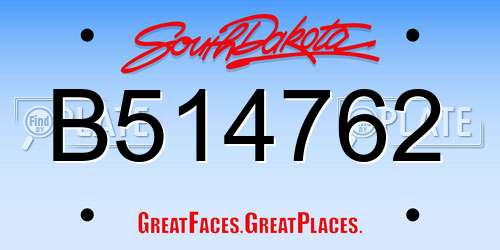 B514762 South Dakota License Plate