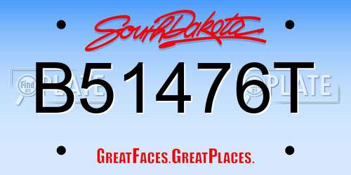 B51476T South Dakota License Plate