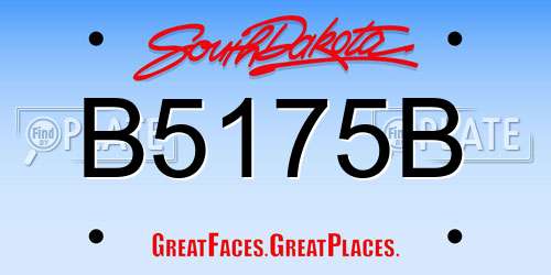 B5175B South Dakota License Plate
