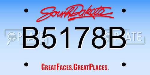 B5178B South Dakota License Plate