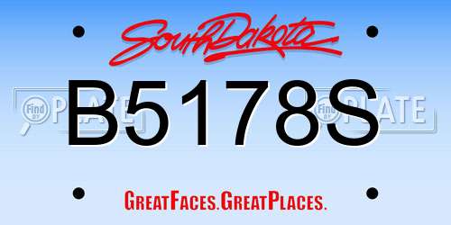 B5178S South Dakota License Plate