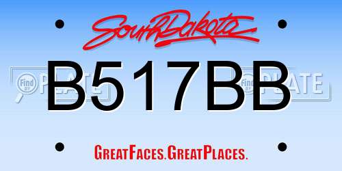 B517BB South Dakota License Plate