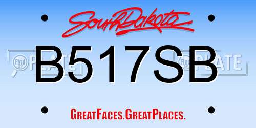 B517SB South Dakota License Plate