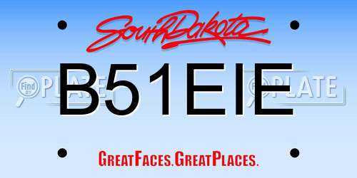 B51EIE South Dakota License Plate