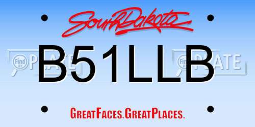 B51LLB South Dakota License Plate