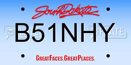 B51NHY South Dakota License Plate