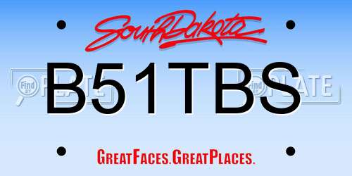 B51TBS South Dakota License Plate