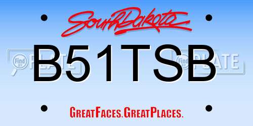B51TSB South Dakota License Plate