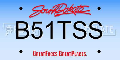 B51TSS South Dakota License Plate