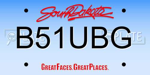 B51UBG South Dakota License Plate