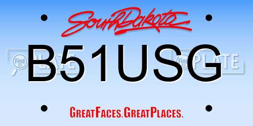 B51USG South Dakota License Plate