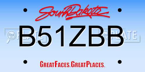 B51ZBB South Dakota License Plate