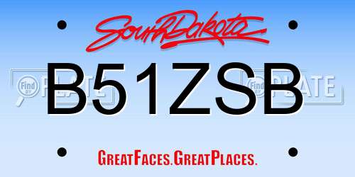 B51ZSB South Dakota License Plate