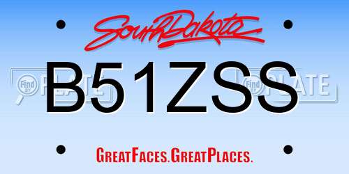 B51ZSS South Dakota License Plate