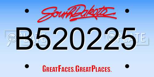 B520225 South Dakota License Plate