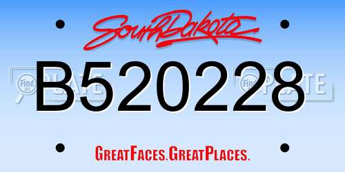 B520228 South Dakota License Plate