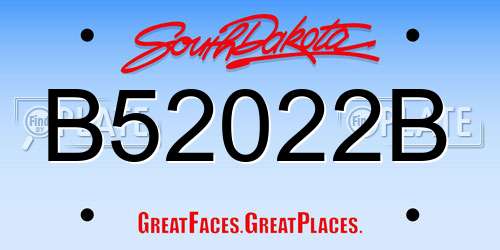 B52022B South Dakota License Plate