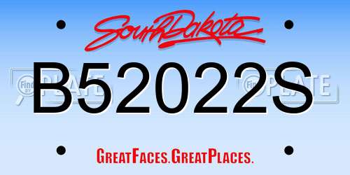 B52022S South Dakota License Plate