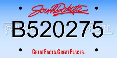 B520275 South Dakota License Plate