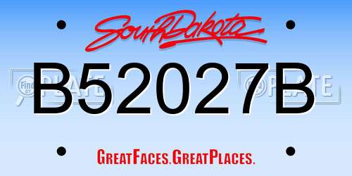 B52027B South Dakota License Plate
