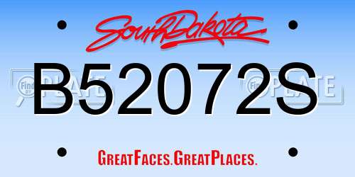 B52072S South Dakota License Plate