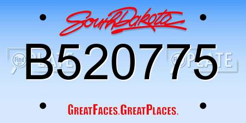 B520775 South Dakota License Plate