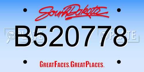 B520778 South Dakota License Plate