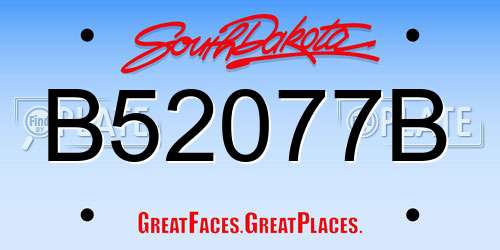 B52077B South Dakota License Plate