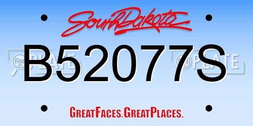 B52077S South Dakota License Plate