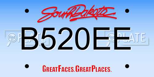 B520EE South Dakota License Plate