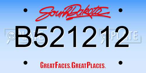 B521212 South Dakota License Plate