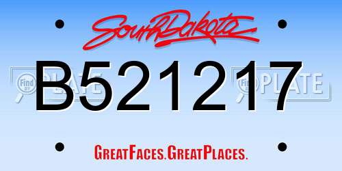 B521217 South Dakota License Plate