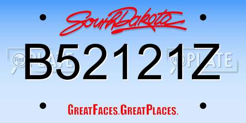 B52121Z South Dakota License Plate