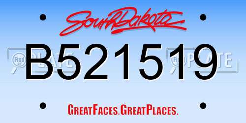 B521519 South Dakota License Plate
