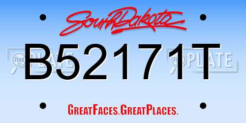 B52171T South Dakota License Plate