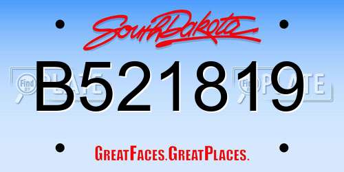 B521819 South Dakota License Plate