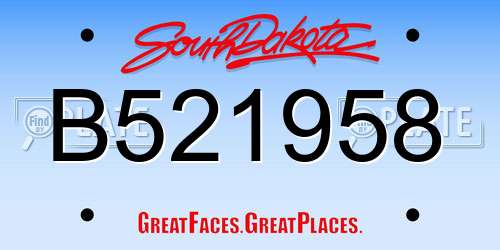 B521958 South Dakota License Plate