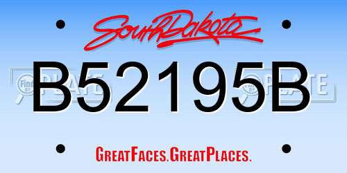 B52195B South Dakota License Plate