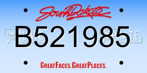 B521985 South Dakota License Plate