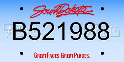 B521988 South Dakota License Plate