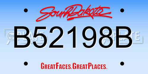 B52198B South Dakota License Plate