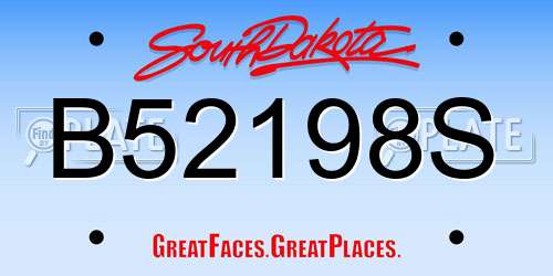 B52198S South Dakota License Plate
