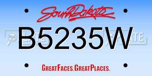 B5235W South Dakota License Plate