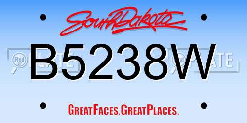 B5238W South Dakota License Plate