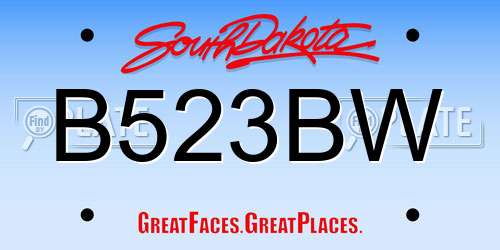 B523BW South Dakota License Plate