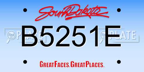 B5251E South Dakota License Plate