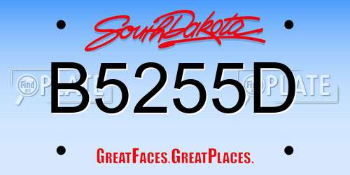 B5255D South Dakota License Plate