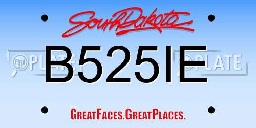 B525IE South Dakota License Plate
