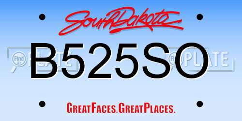 B525SO South Dakota License Plate