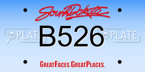 B526 South Dakota License Plate